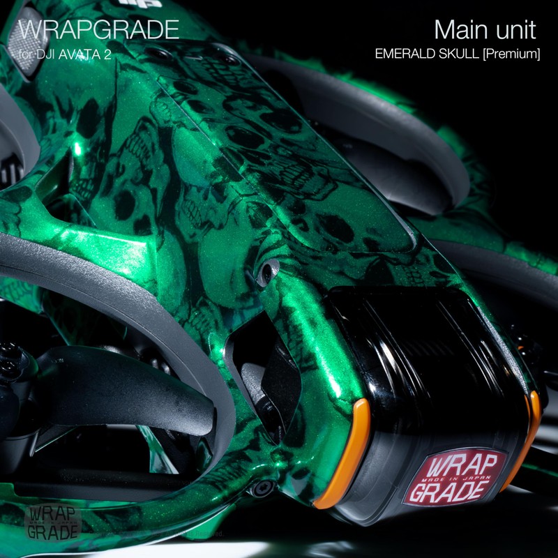 WRAPGRADE Skin Sticker for DJI AVATA 2 (Emerald Skull)