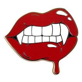 Pinsanity Red Vampire Lips and Fangs Enamel Lapel Pin
