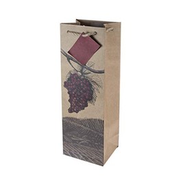 Cakewalk 7006 Illustrated Grapes Single Bottle Wine Bag, Multicolor