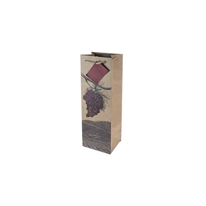 Cakewalk 7006 Illustrated Grapes Single Bottle Wine Bag, Multicolor