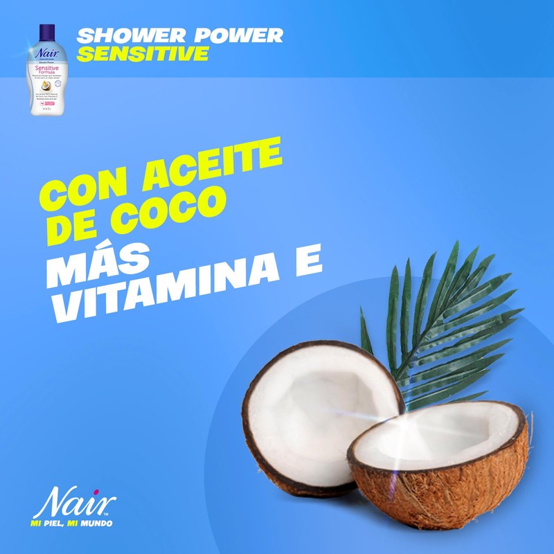 NAIR 20504898 Crema Depiladora Shower Power Aceite Natural de Coco