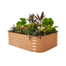 Vego garden Aluzinc Raised Garden Bed Kits, 17" Tall 6 in 1 Modular Metal Raised Planter Bed for Vegetables Flowers Patio Ground Planter Box, Terra Cotta