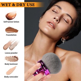 NOWFRESH Extra Large Body Makeup Brush for Self Tanner - 74mm Wide Kabuki Brush for Body & Leg Makeup, Soft Bristles, Sunscreen Face& Back Makeup Brush，Travel-Friendly with Drawstring Bag (black)