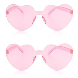 Uintoon Pink Heart Sunglasses 2 Pairs Women Girls Cute Heart Shaped Sunglasses Funny Party Glasses Bachelorette Party Favors Pink Accessories for Women Birthday Decorations Gifts