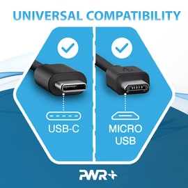 Micro-USB and USB-C Charger UL Listed Extra Long Cord 18W 20W Type-C Wall AC Adapter Power Supply
