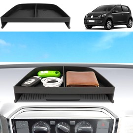 Coleya Centre Console Storage Box Compatible with VW UP/Seat Mii/Skoda Citigo 2013-2024, VW UP Accessories Instrument Panel Glove Box, Centre Console Organiser with Non-Slip Mat (Black)
