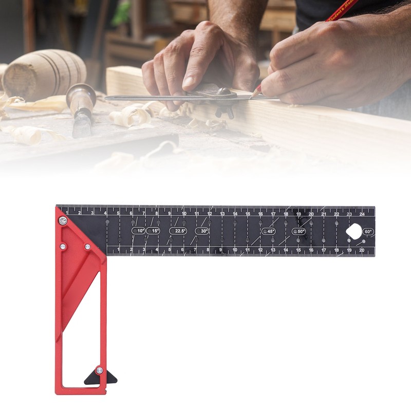 Woodworking Straight Angle Ruler 30° 45° 90° 3mm Thickness Adjustable