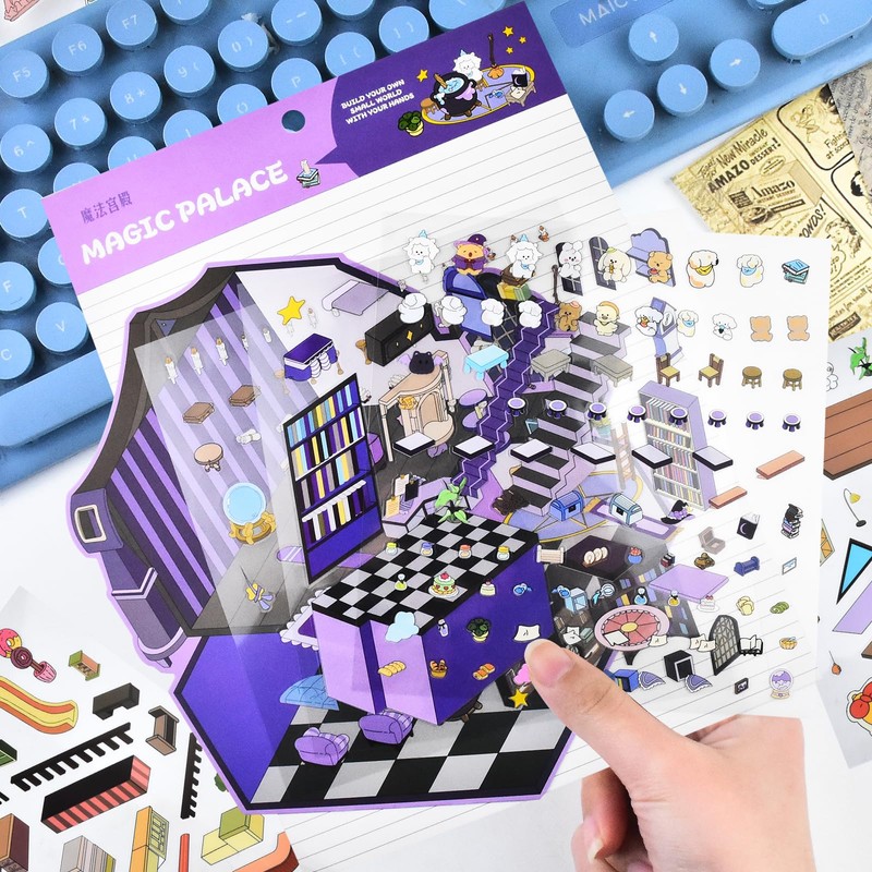 2 Sets Large Magic 3D Stickers Scene 3D House Stickers