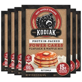 Kodiak Cakes Protein Pancake Power Cakes, Flapjack and Waffle Baking Mix, Buttermilk, 20 Oz, (Pack of 6)