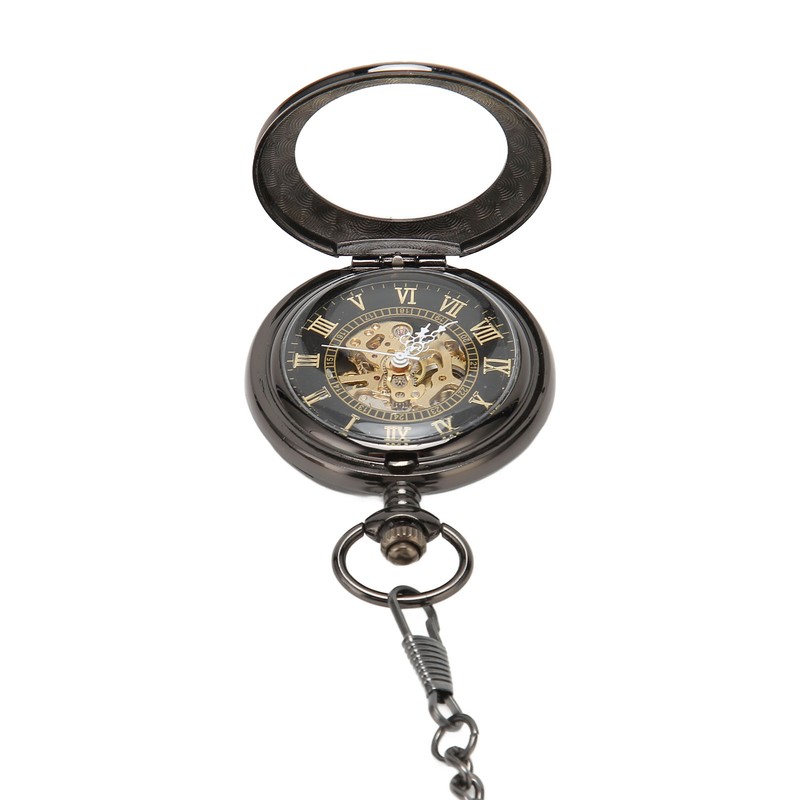 Mechanical Pocket Watch Vintage Double Case Watch Hand Wind Skeleton