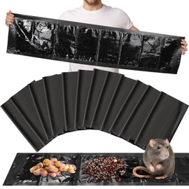 Qualirey 12 Pcs Sticky Mouse Trap 47 Inch Ultra Large Mouse Glue Traps Sticky Rat Trap That Work for Trapping Rats Roaches Rodents Heavy Duty Pre Baited Mats Indoor Outdoor Catch Pest Trap (Black)