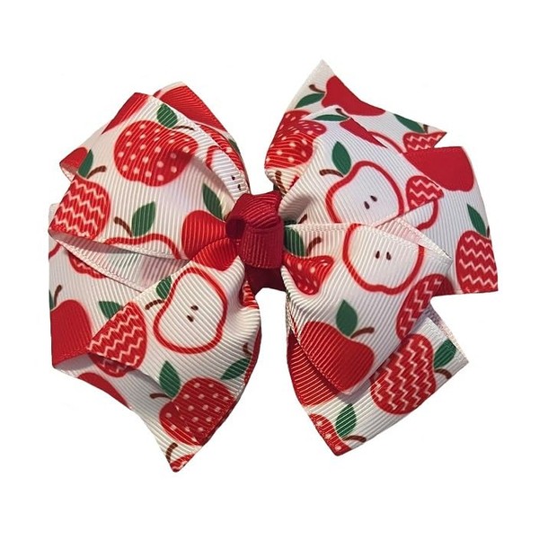 Tossed Apples Pinwheel Hair Bow