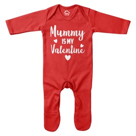 Purple Print House Mummy is My Valentines Baby Romper Suit Boy Girl Mum Mother First Valentines Day Newborn Babies, 6-12 Months, Red