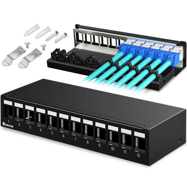 Enmane Patch Panel 12 Port Blank Keystone Patch Panel STP&UTP