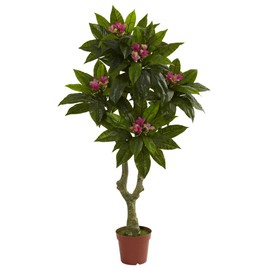 Nearly Natural 5394 5ft. Plumeria Tree UV Resistant (Indoor/Outdoor),Green,60.5" x 12.5" x 9.75"