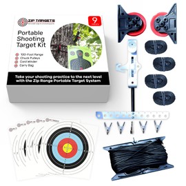 Shooting Target Kit, Zip Range, Zip Targets, Paper Targets, Pistol Practice, Air Rifles, Airsoft, Paintball, Slingshot, 12 x 18 inch Silhouette Splatter Target, Clay, 100ft Paracord