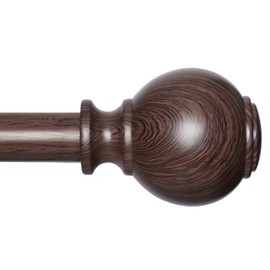 Wood Curtain Rods for Windows 66 to 120 Inches,1 inch Heavy Duty Window Curtain Rods with Imitation Wood Grain Finials,Decorative Drapery Rods Adjustable, 28"-120"(2.3-10ft), Bronze Wood