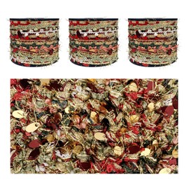 CHENURORA Artisanal Yarn Collection Multifiber Fancy Yarn with Sequins & Shimmering Threads for Knitting Crocheting Crafts DIY, Set of 3 Rolls (Christmas Red & Gold)