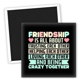 Freundschaft Vertrauen Helfen Liebe Spaß - Bunte Kühlschrankmagneten - Langlebige Familienmagnete - Kreative Geschenke für Freunde - Originelle Kühlschrank Deko - Magnet mit Spruch
