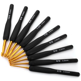 9 PCS Crochet Hooks crochet hook Ergonomic Handle Crochet Hooks Set Com fortable Smooth Crochet Needles Extra Long? Knitting Needles Black Handle Craft Accessories Knitting Tools Crochet Hooks