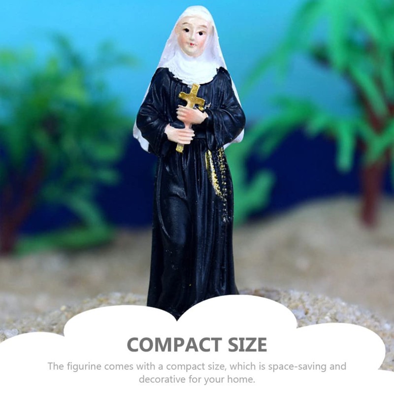 Ipetboom 2pcs Nun Virgin Statue Resin Holy Virgin Catholic Figures