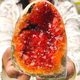 Crystal Freeform Anniversary Healing Crystal Gift Orange Crystal Geode Rocks Quartz Mineral ClusterColor: Orange Crystal Quartz, Size: 3000-3500g/6.6-7.7lb
