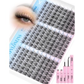 Wispy Lash Clusters Kit Natural Cluster Eyelash Extension C-curly Eyelash Clusters Kit 180Pcs Lash Extension Kit 10-16MM Individual Lashes Clusters Lightweight Eyelash Extension Kit by TNFVLONEINS