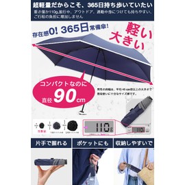 HINOKAZE Folding Umbrella, Lightweight (Industry's Lightest Carbon Umbrella, 3.2 oz (90 g), Diameter 39.4 inches (100 cm), Compact to Carry and Carry) Lightweight Folding Umbrella, For Men & Women,