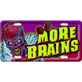 More Brains Zombie License Plate Car Tag NEW! Sacchetto Walking Dawn Day of dead