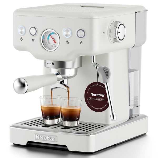 Neretva Espresso Machine, 1450W Stainless Steel Coffee and Espresso Maker
