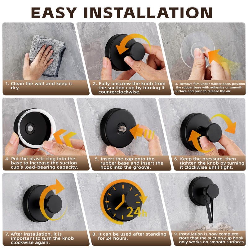 Supopular Reusable Heavy Duty Suction Cup Hooks for Kitchen/Bathroom/Shower -