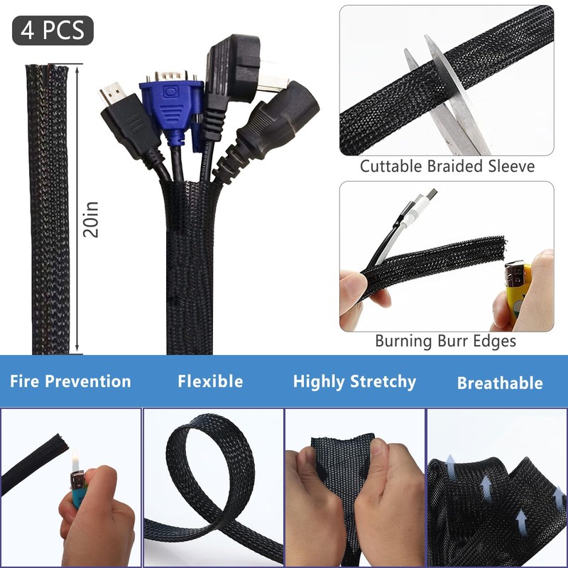 ELII 328Pcs Cable Management Kit, 8 Magnetic Cable Holder,69Adhesive Cable