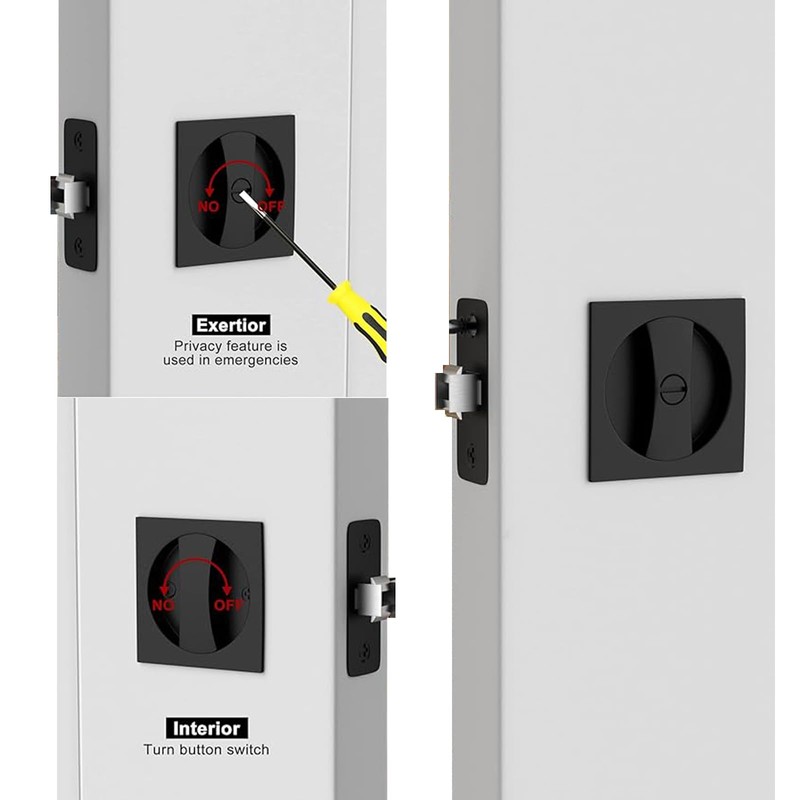 betensh Sliding Door Lock Square Pocket Door Lock with Invisible