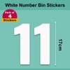 Pack of 4 White Wheelie Bin Number 11 Stickers (17