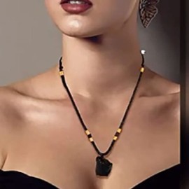 Opexicos 3Pcs Black Tourmaline Pillar Pendant Necklace Stone Reiki Healing Crystal Calming and Purification Energy Gift