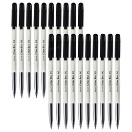 DOLLAR ClearStic Ballpoint Pens, BLACK, Medium Point (1.0mm), Pack of 20, Smooth Ball Pens, Comfortable Grip, Ideal for School Office Home Everyday Use