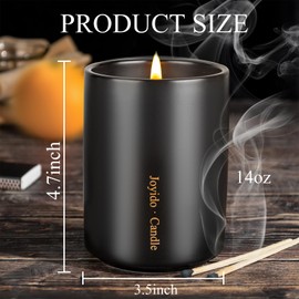 Joyido 14OZ Smoke & Vanilla Scented Candle - Aromatherapy Candles with Lid - Soy Candles for Home Scented - Luxury Ceramic Jar Candles for Bedroom Kitchen Home Decor, Housewarming Party