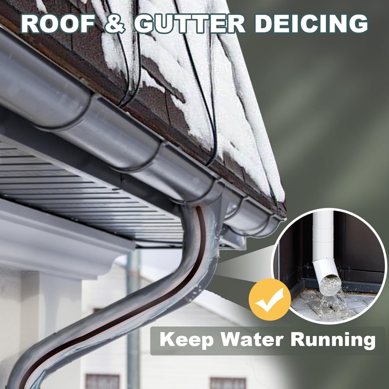SnulyHeet Electric Heat Cable for Roofs and Gutters with Clips