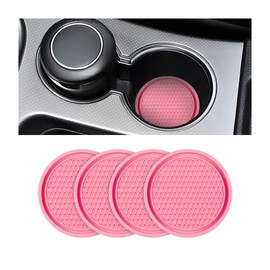 4 Pack Car Cup Holder Coaster, 2.75 Inch Diameter Non-Slip Universal Insert Coaster, Durable, Suitable for Most Car Interior, Car Accessory for Women and Men (Pink)