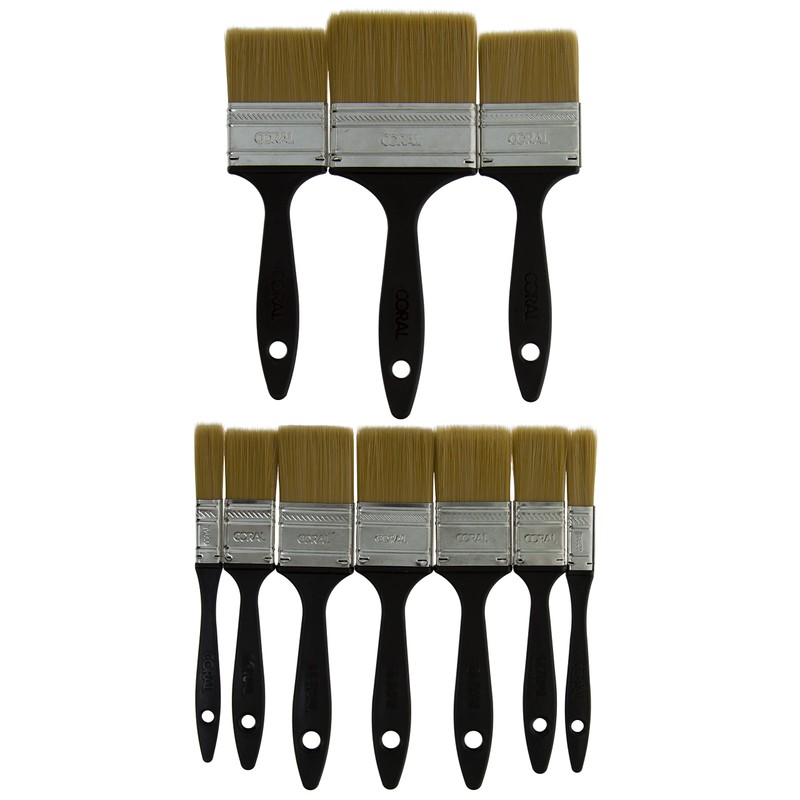 Coral 31129 Value Synthetic Paint Brushes 10Pk for Walls Ceilings,