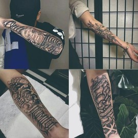 DQFART Natural Juice-Ink Tattoo fake tattoos that look real  – Complete Arm Wrap, Waterproof, Realistic, and Fashionably Unique - Specification: SET B