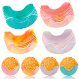 Qoyapow 4Pcs Retractable Burger Fixed Box Adjustable Hamburger Holders Reusable Washable Retractable Hamburger Clip Silicone Rack Holder Burger Box for Burger Lovers Adults and Children