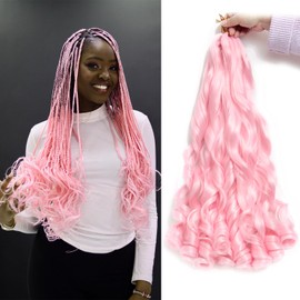French Curl Braiding Hair for Black Women 24 Inch 8 Packs Curly Pre Stretched Braiding Hair for Box Braids 75g/Pack Loose Wave Synthetic Crochet Hair Extensions