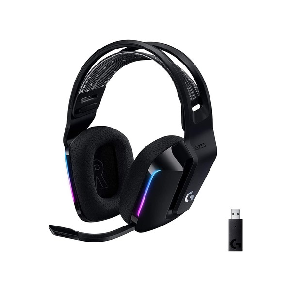 Logicool G G733 LIGHTSPEED Wireless Gaming Headset, Wireless 7.1 ch with Microphone, 9.0 oz (278 g), Lightweight, Long Time, USB BLUE VO! CE Equipped, LIGHTSYNC, RGB G733-BKr, PS5, PS4, PC, Mac, PC, Genuine Japanese Product, 2 Year Warranty