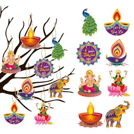 8 Pcs Diwali Decorations - Paper Pendant Diwali Decorations for House Home, Indian Pooja Decorations for Diwali, Navratri, Wedding, Ganesh Pooja