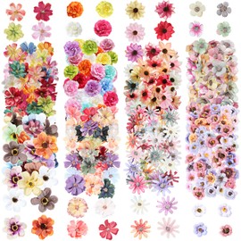Jexine 434 Pieces Mini Flower Heads Silk Fake Flower Heads for Crafts Rose Plum Blossom Daisy Artificial Flower Heads for DIY Scrapbooking Wreath Wedding Holiday Decoration (Mixed Color)