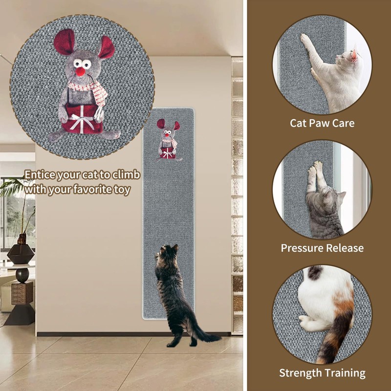 FHTONGE 71x15.8 Thickened Cat Wall Climbing Carpet with 16 Fixed