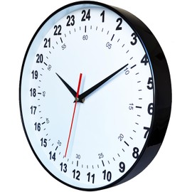 GAUBOS 24 Hour Wall Clock 12 Inch Round Wall Clock Easy to Read White Dial Modern Simple Style Decor Clock for Home/Office/School/Kitchen/Bedroom/Living Room