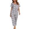 MIA LUCCE Womens Pyjamas -Short SleeveTops with 3/4 Pants PJs