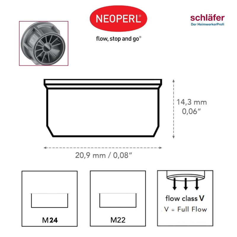 Schläfer 180219 | Universal Aerator Inner Part for M22/M24 Thread
